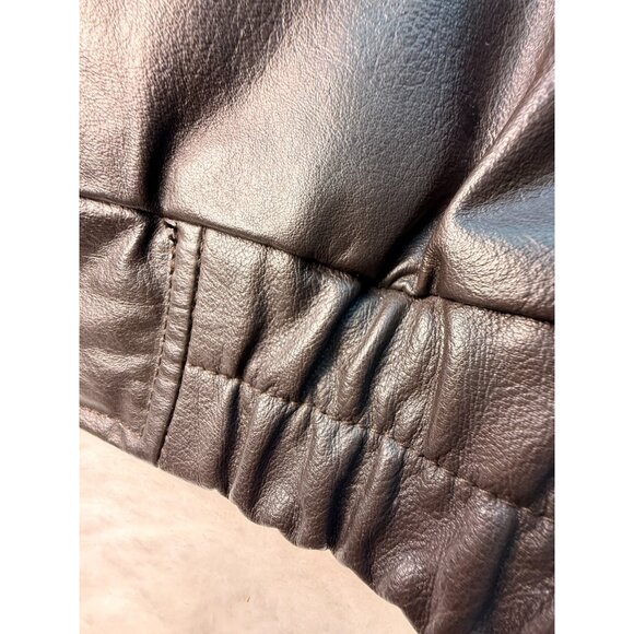 St Johns Bay Leather Jacket Mens XL Brown Quilted Lined Insulated Bomber Coat - Picture 5 of 7
